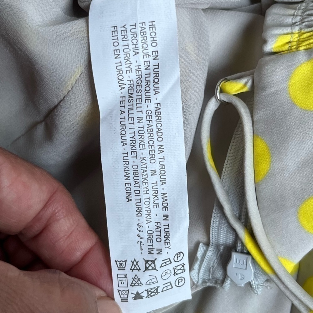ZARA WOMAN BEIGE With YELLOW POLKA-DOT V-NECK CROP TOP 3067/035/050 size small - Picture 4 of 9